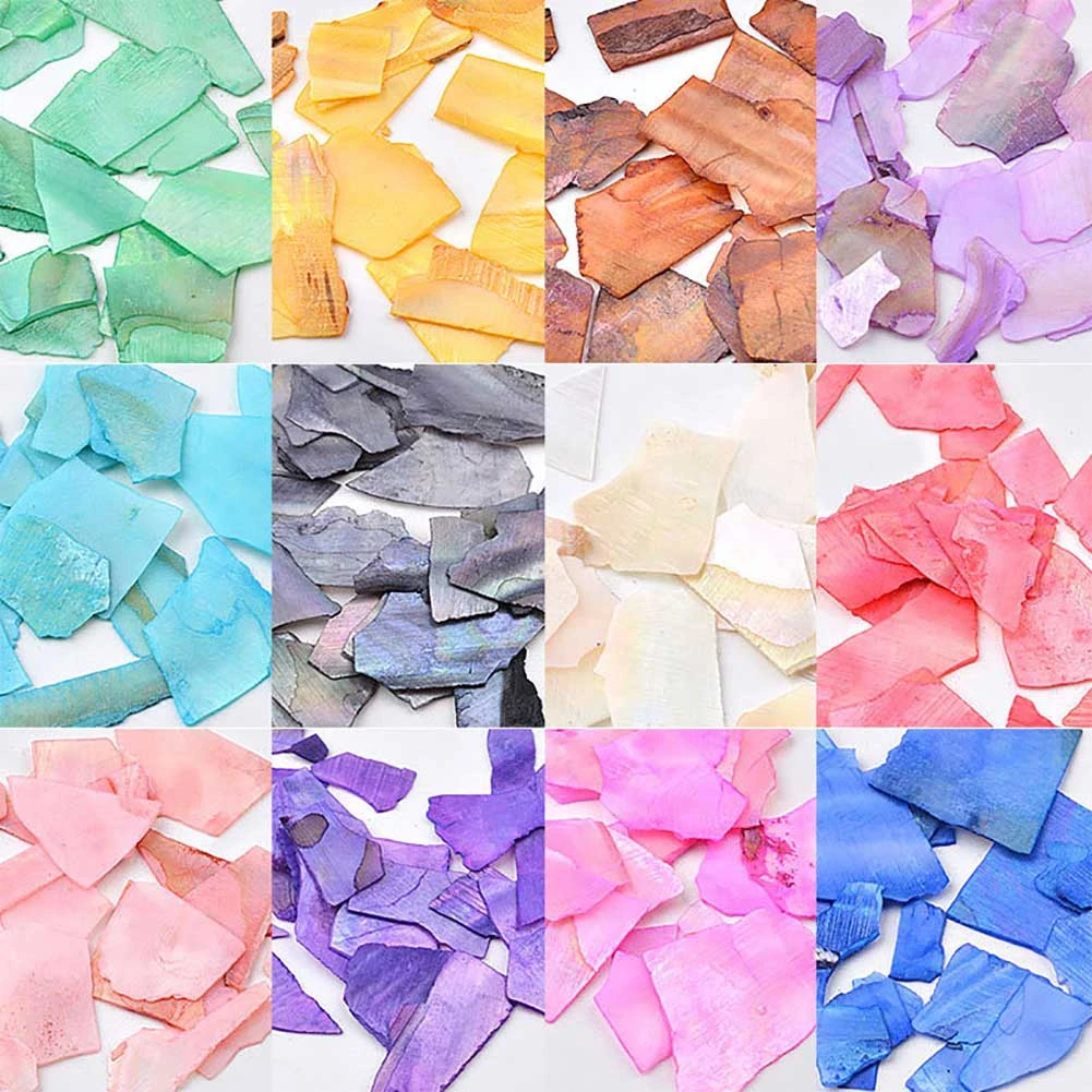 12 Colors Irregular Shell Flakes Set Natural Crushed Stone Thin Slice Gradient Gravel Shell Sheet 3d 4