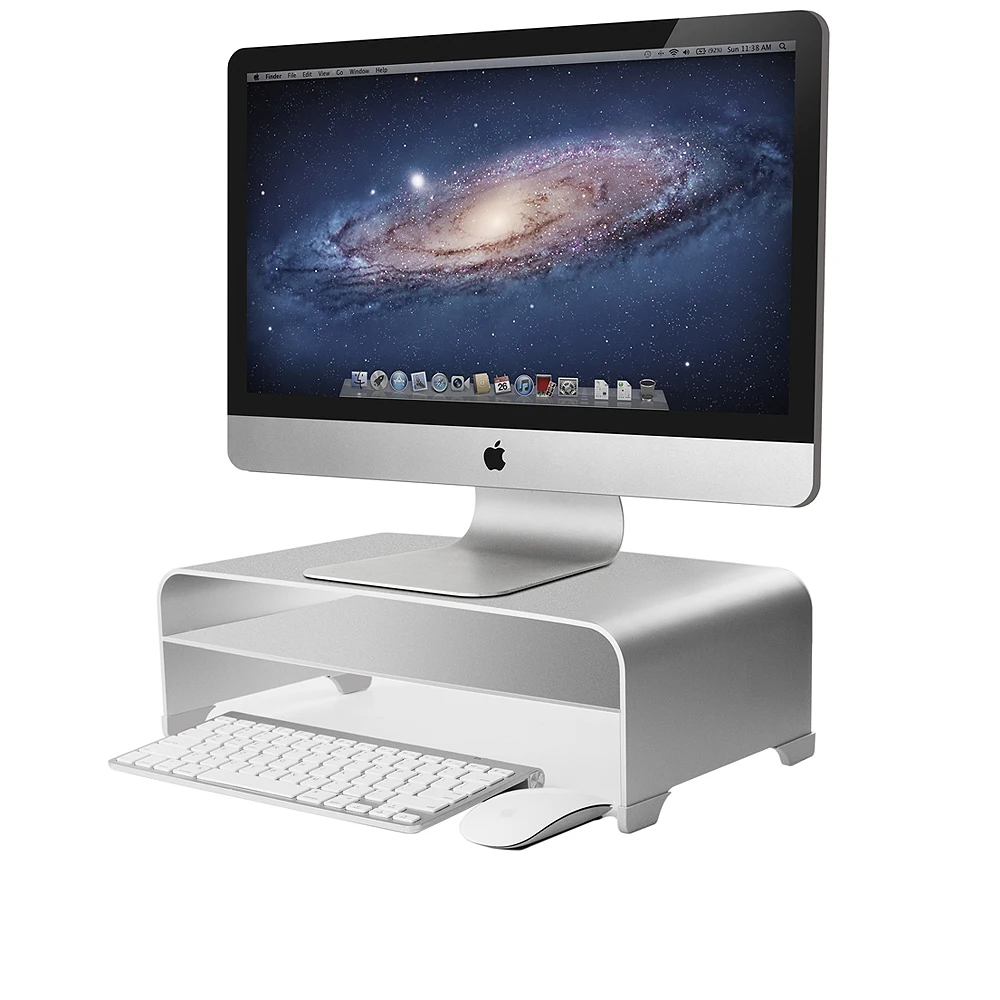 Suporte do monitor de alumínio computador riser universal metal mesa suporte base até 27 polegadas telas para computador
