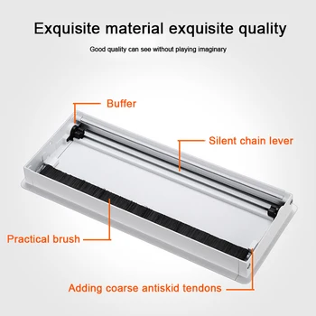 

Rectangle Desk Grommet Hole Cover Cable Tidy Outlet Aluminium Alloy Surface With Brush Line Box Insert Wire Organizer Office