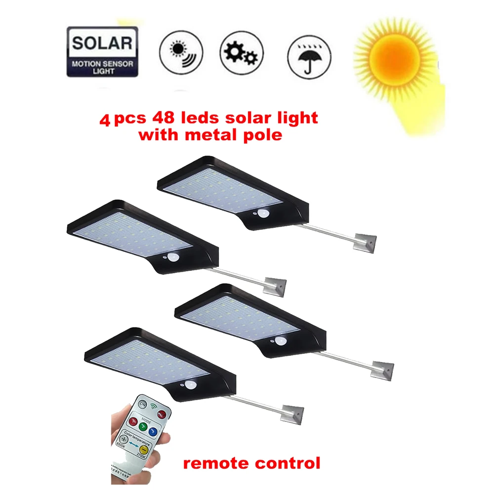 

2/4pcs Solar Lamp PIR Motion Sensor Solar Panel Power Wall lamp Garden Light Waterproof Outdoor Street Path Emergency Security L