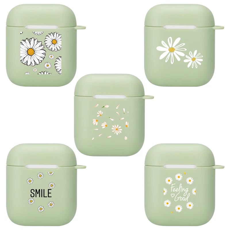 Luxury Silicone case For Airpods 2 Earphone Case Cute Cartoon Daisy Flower Apple Air Pod Wireless Accessories With Keychain | Электроника