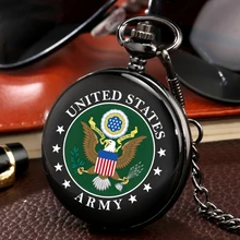 Reloj de bolsillo con cadena para hombre y mujer, pulsera de cuarzo con diseño de Águila del Ejército de EE. UU., estilo Retro Steampunk, colgante, regalo de recuerdo, novedad de 2020
