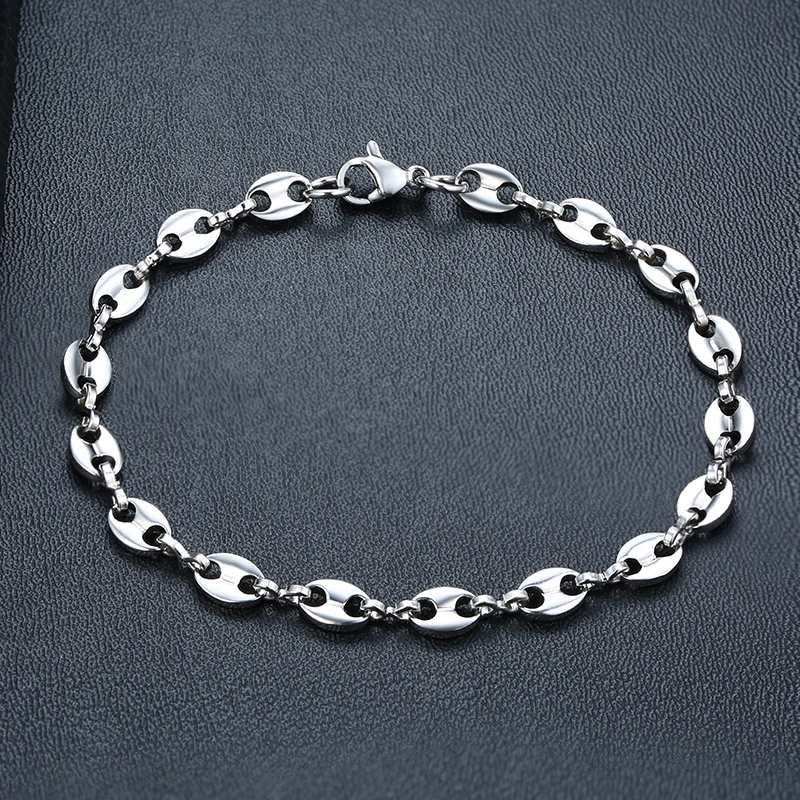 S bracelet Нержавеющая сталь кофейные бобы звено пыхтел Марины цепи ожерелье для мужчин женщин ювелирные изделия - Окраска металла: S bracelet