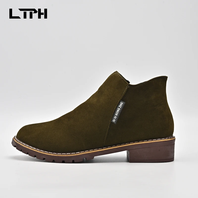 LPTH Martin boots 2020 autumn and winter new Korean style side zipper low top flat heel British style women's shoes