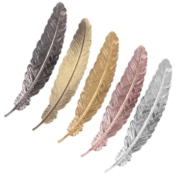 

Creative Retro Feather Shaped Metal Bookmark Page Marker For Books Office School