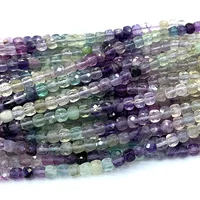 Veemake Fluorite Natural Necklace Bracelets Earrings Ring Gemstones DIY Faceted Irregular Cube Small Beads For Jewelry Making 1