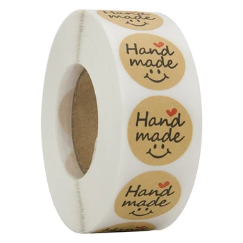 

500 Labels per roll Round Natural Kraft Stationery Sticker seal labes Hand Made With Love Sticker Paper Stationery sticker