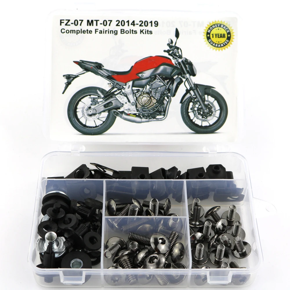 Для Yamaha MT07 MT-07 FZ07- полный обтекатель болтов Комплект стальных Боковых болтов Винты скорости гайки для обтекателя зажимы - Цвет: Titanium