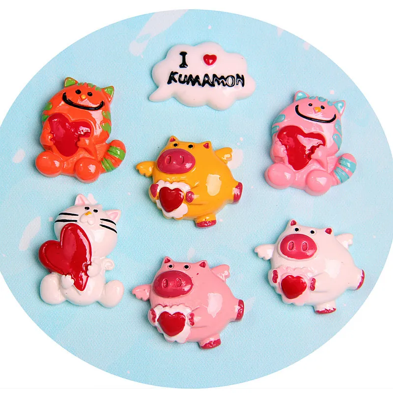 

10Pcs Kawaii Cartoon Flat back Resin Cabochons for Bows Accessories Flatback Cabochon DIY Scrapbooking Craft Phone Decoration