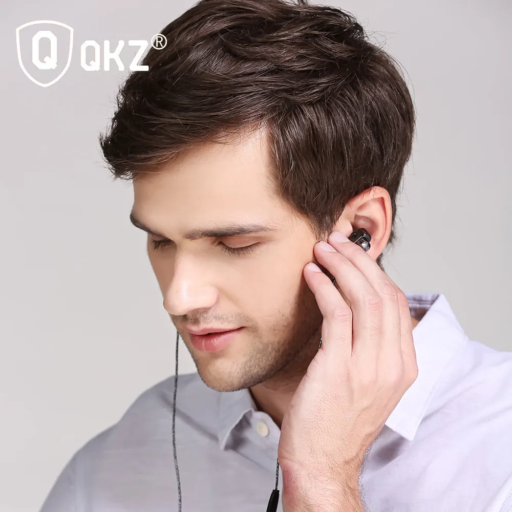 QKZ DM8 In ear Dual Unit Earphones Wired Headset HiFi Subwoofer Earphones for iPhone Samsung Mobile Phone Tablet MP3 Player
