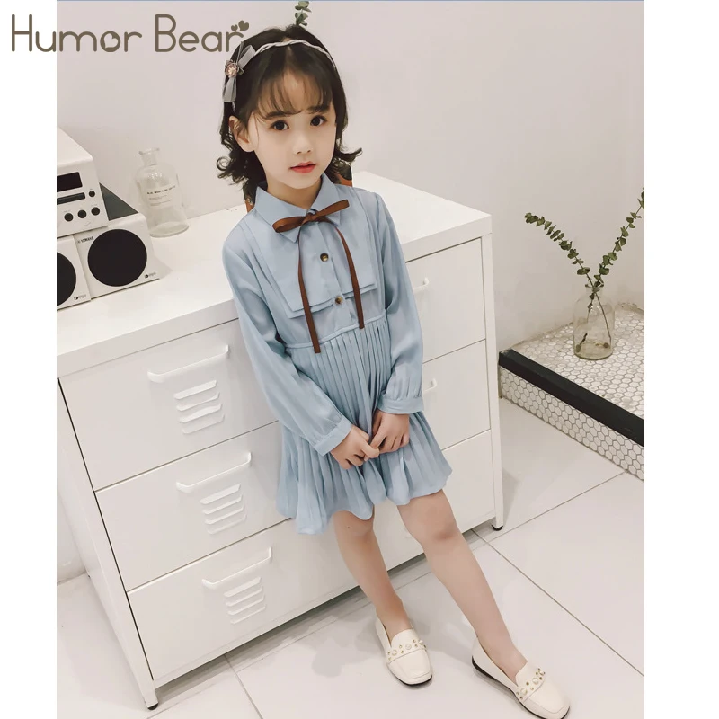 Estudante da Escola Humor Urso Bebê Meninas Vestido 2020 Nova Marca Primavera & Outono Arco Manga Longa Crianças Roupas Princesa Vestidos 7 Mamãe e Bebê