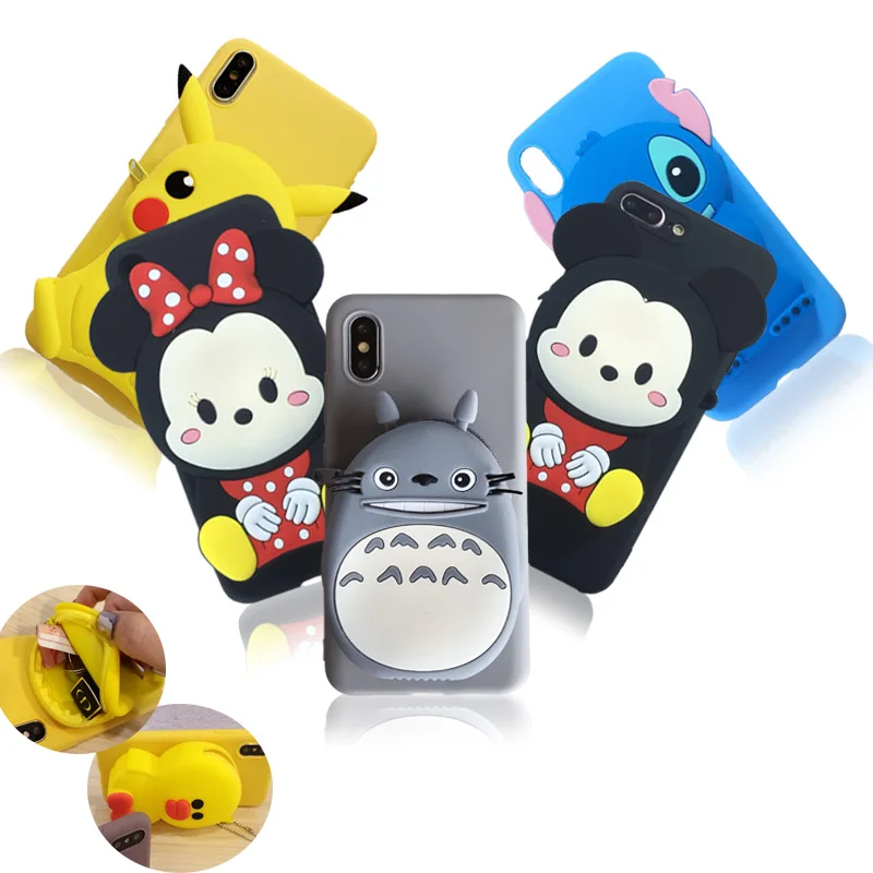

3D Cartoon Zipper Wallet Phone Case for Xiaomi 9 SE 8 Lite Mi A1 5X A2 6X Redmi Note 7 Pro 4A 4X 5 Plus 6A K20 Coin Purse Cover