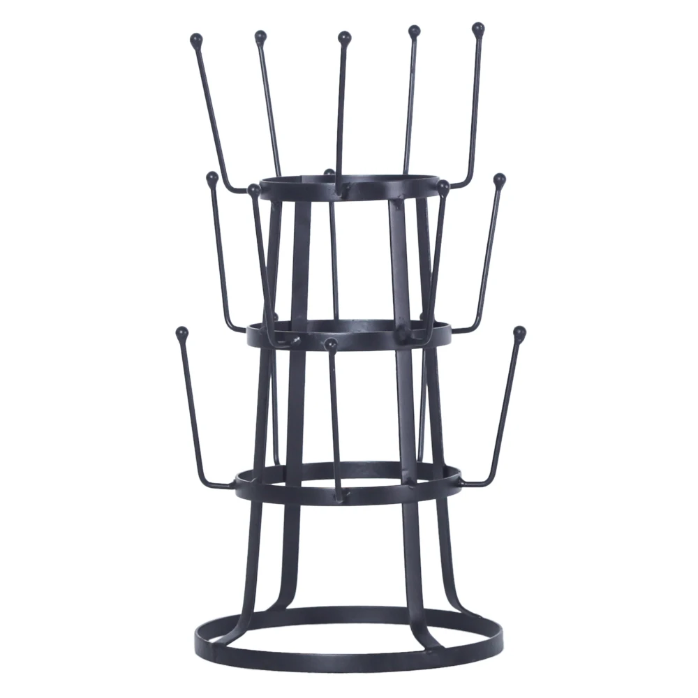 

Stylish Steel Mug Tree Holder Organizer Rack Stand (Black)
