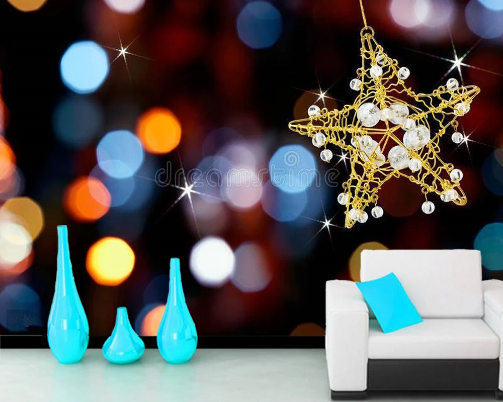 Рождественская звезда с огнями 3d обои papel де parede, гостиная диван ТВ стены спальни вечерние обои для ресторана