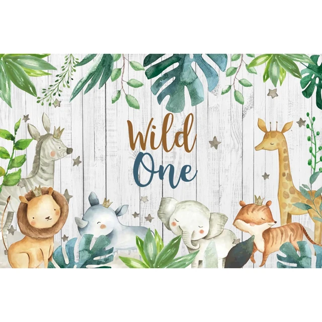 Safari 1st Birthday Backdrop Jungle Tropical Forest Wild One Animal Party Photography Newborn Baby Shower Photo Background Props NWH12537