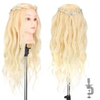 

Mannequin Head Training Doll 24" 90% Real Hair Professional Hairdressing Dummy Dolls Head Hair Styling Manikin Head