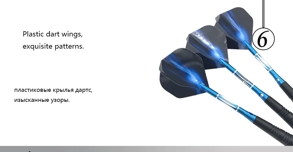 Easytoday 3Pcsset Darts Electronic Professional Competition Supplies Blue Soft Tip Metal Barrel Aluminum Darts Shafts Flights (6)