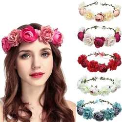 The New Velvet Flowers Wreath Artificial Flower Beach Hair Bands For Women Europe And America Popular Bride Hair Accessories