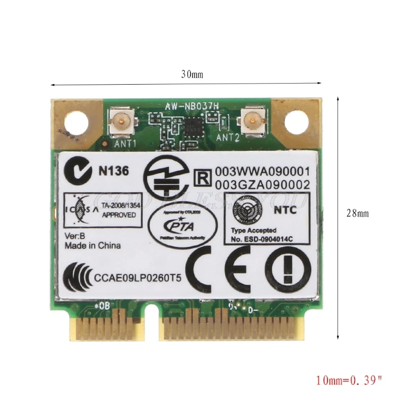 Для Azurewave AW-NB037H 802.11nbg+ Bluetooth 3,0 Беспроводная мини карта PCI-E Wifi