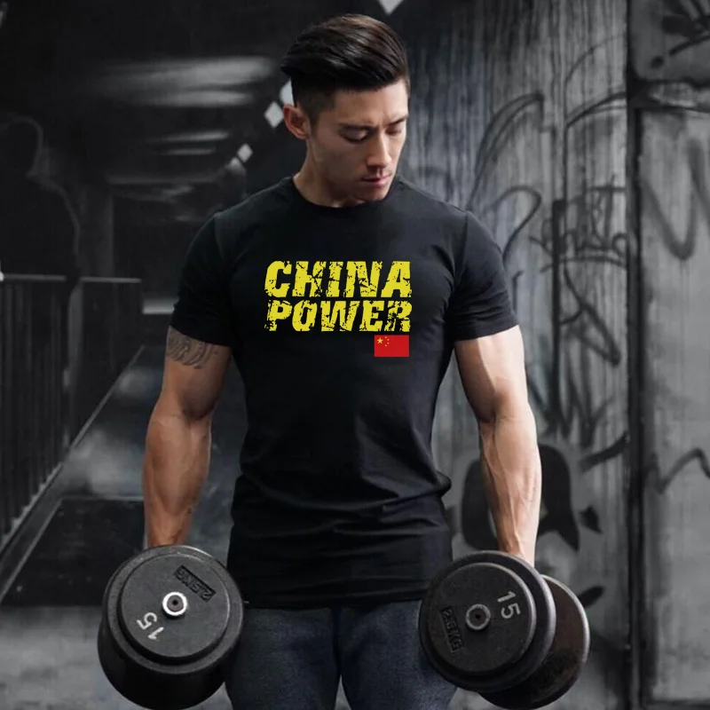 

Brand Summer Men's Fashion Fitness Extend Hip Hop Cotton Trend Print Tops Muscle Gyms Clothing Bodybuilding Short Sleeve T-shirt