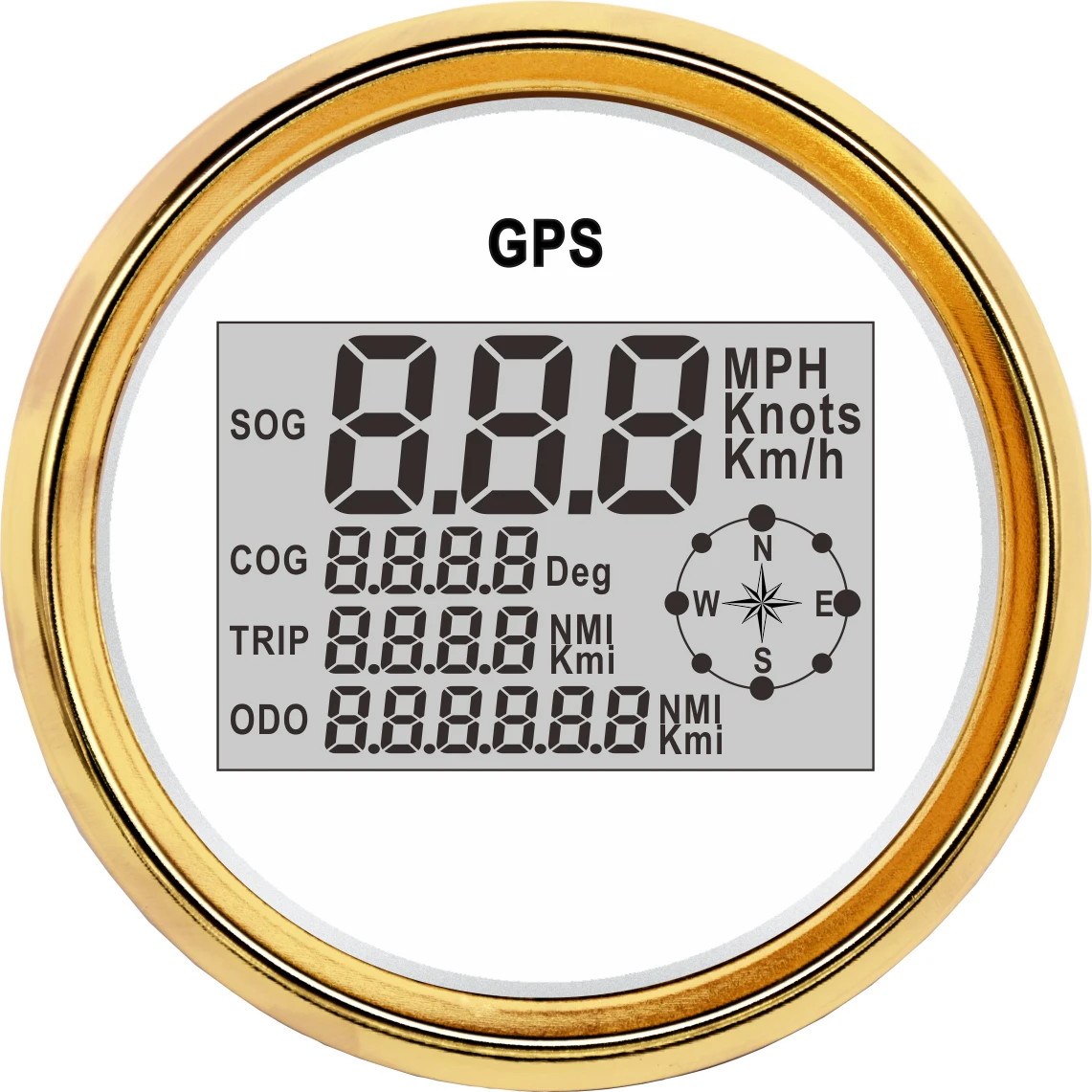 85 мм gps Спидометр+ датчик lcd цифровой дисплей спидометры с красной подсветкой мотоцикл автомобиль Лодка Одометр Водонепроницаемый 9-32 в - Цвет: White Gold-GPS