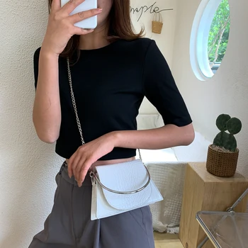 

Female Leather Solid Color Chain Handbag Retro Casual Women Totes Shoulder Bags Fashion Exquisite Shopping Bag