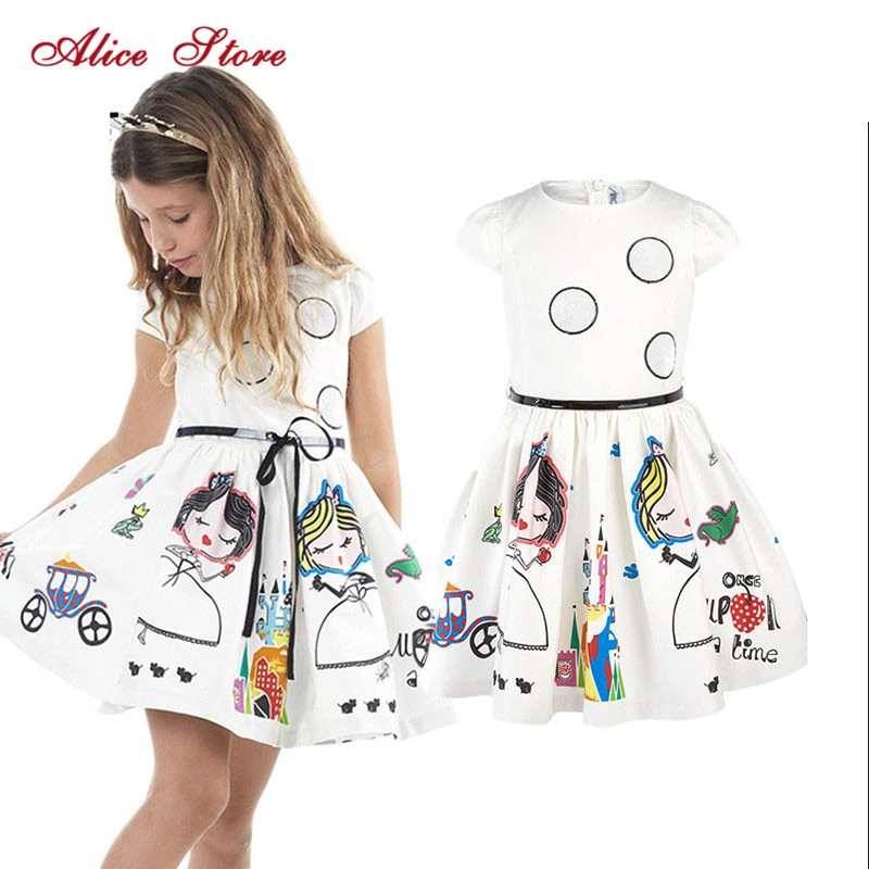 Girls Dress Kids Clothes summer Brand Baby with Sashes Robe Fille Character Princess Dress Children vestido Clothing