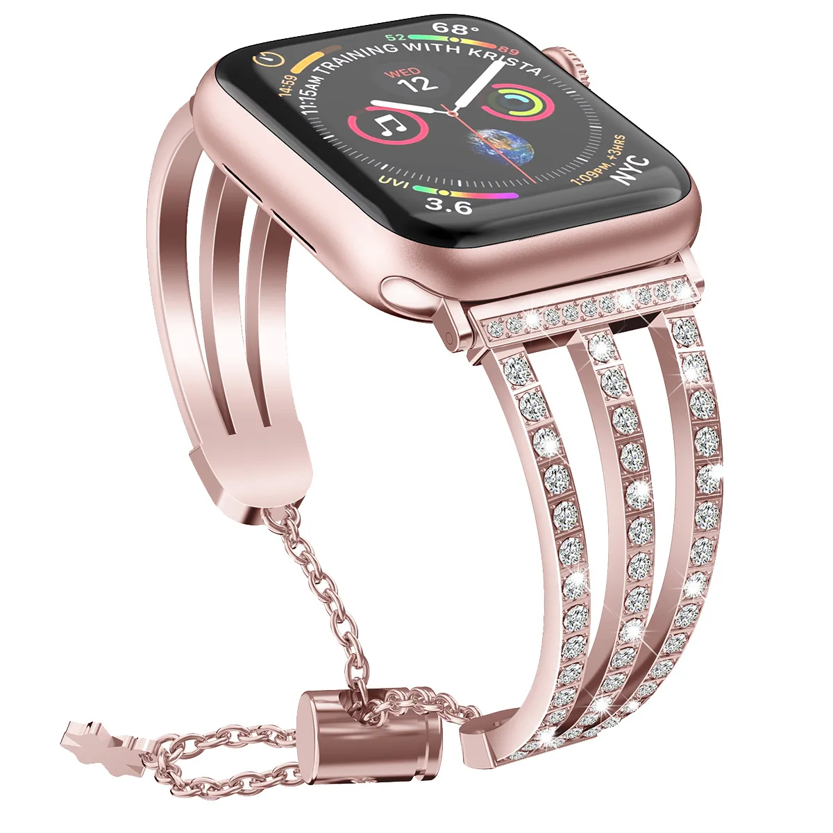 Band for Apple Watch series 5 4 3 2 Diamond For Apple Watch 38mm 42mm women  iWatch 5 4 40mm 44mm bracelet stainless steel strap|Watchbands| - AliExpress