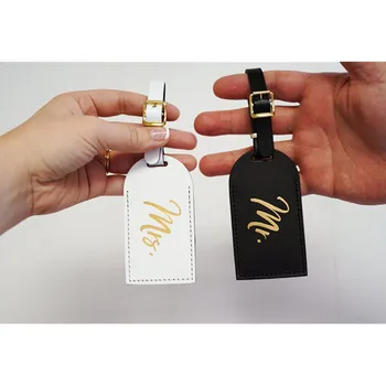 

Custom Mr and Mrs wedding Luggage Tags, Bonded Leather Honeymoon Luggage Tag, Couple Travel Gift, unique gifts for bride & groom