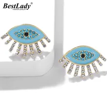 Лучшие женские хрустальные глаза женские серьги-гвоздики Свадебные богемные разноцветные вечерние серьги для девушек