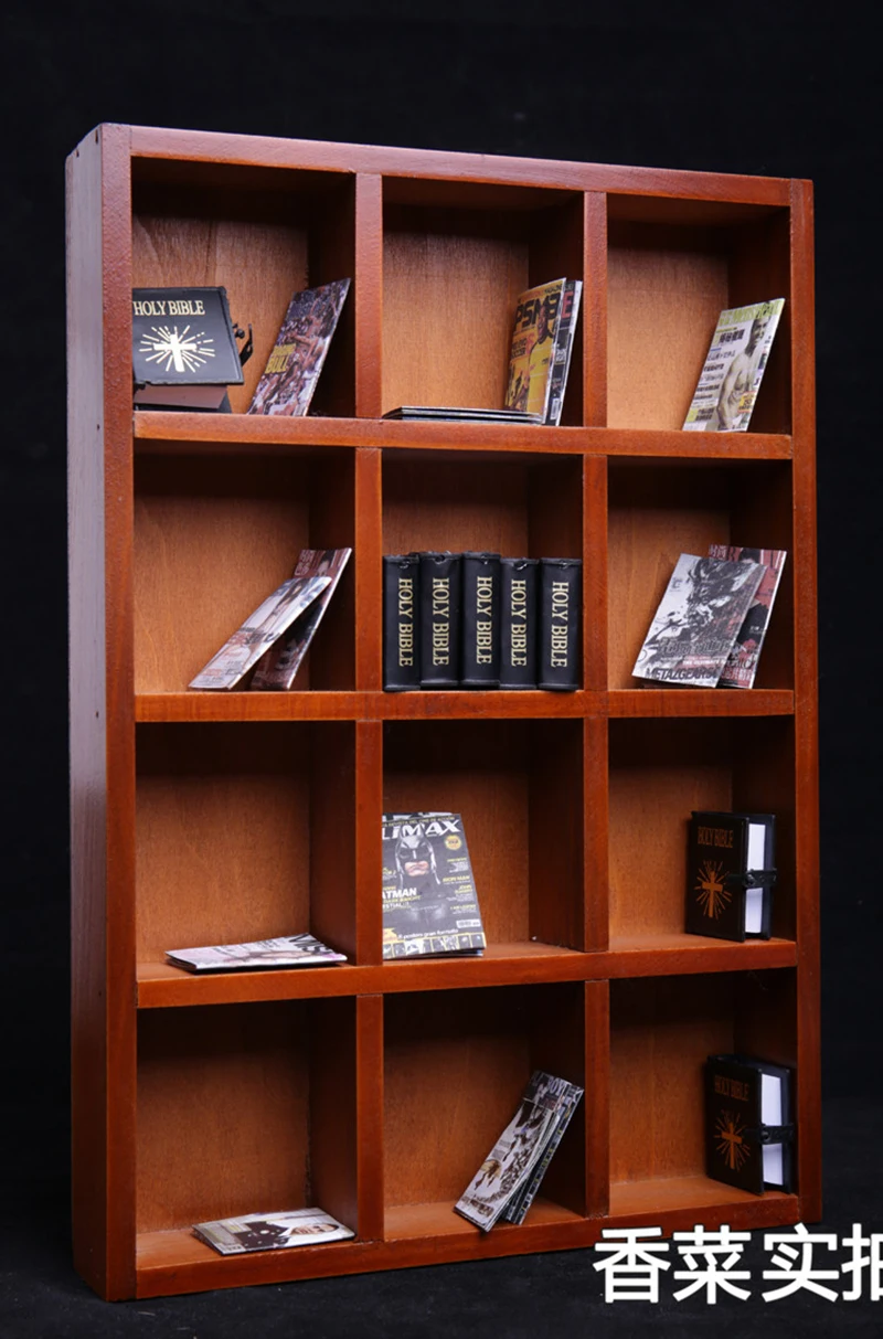 1/6 Scale Scene Accessories Wooden Bookcase Storage Rack Model Layer 10 Lattices 