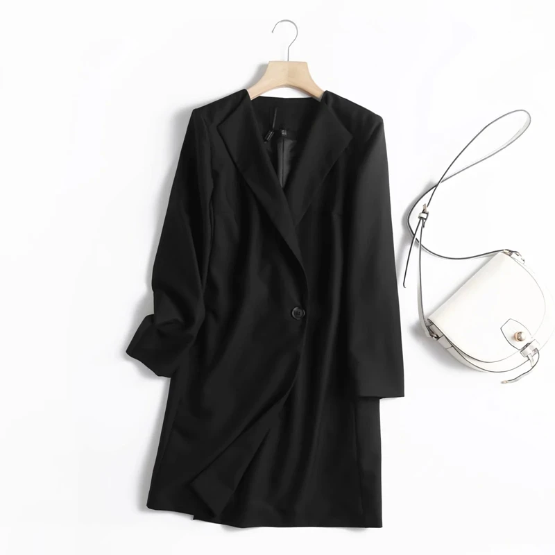 Модный однотонный Длинный блейзер Dave & Di в английском стиле для офиса, женское сексуальное вечернее платье, Блейзер, женские блейзеры и куртки 2022