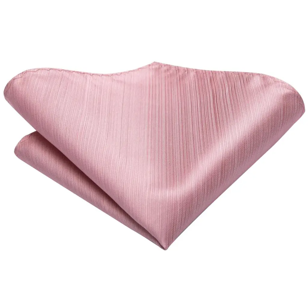 Roségoldene, einfarbige Hochzeitskrawatte für Herren, mit Manschettenknöpfen und Taschentuch, Geschenk für Männer, modische Designer-Krawatte für Business und Partys, Dropship Hi-Tie – Detail 7