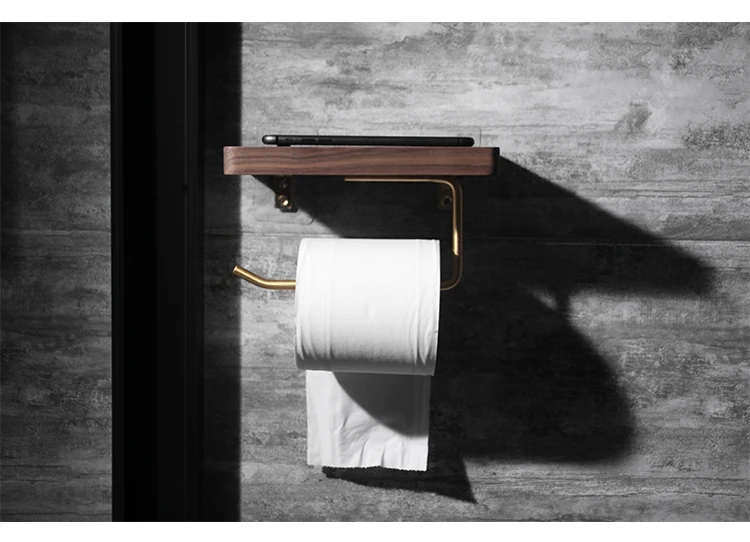 Туалетный твердый деревянный латунный держатель рулона бумаги держатель не пробивая ванная полка диспенсер для бумажных полотенец туалетная Подставка для бумаги