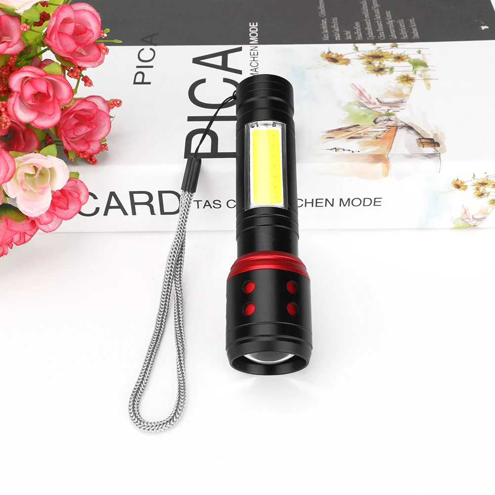 1* T6+ 1* COB светодиодный фонарик 5 режимов 8000 люменов USB Перезаряжаемый 18650 аккумулятор вспышка лампа фонарь Открытый Кемпинг