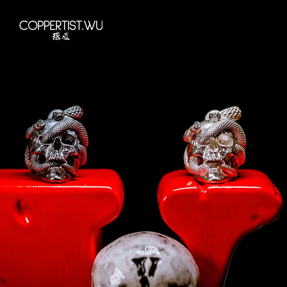 COPPERTIST.WU оригинальное ожерелье в виде змеи с черепом Goth S925 из стерлингового