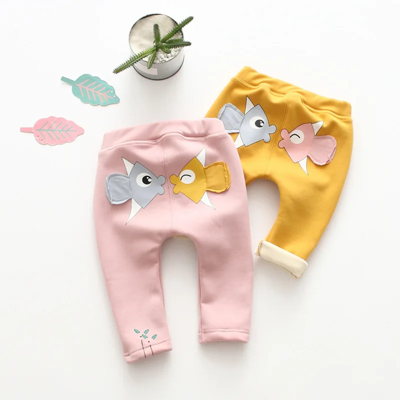 

Winter New Style Korean-style plus Velvet Pp Pants Cartoon Childrenswear Crawler Brushed And Thick Can Open Crotch Crawler