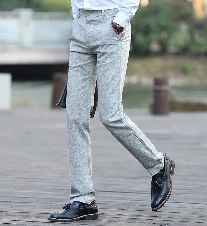 Suit Pants Men Linen Summer Business Trousers Office Classic Mens Formal Fashion New Plus Size 38 40 | Мужская - Цена: 