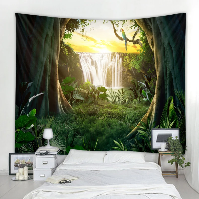 

Waterfall tapestry beautiful waterfall background printing wall hanging tapestry bohemian hippie tapestry home decoration