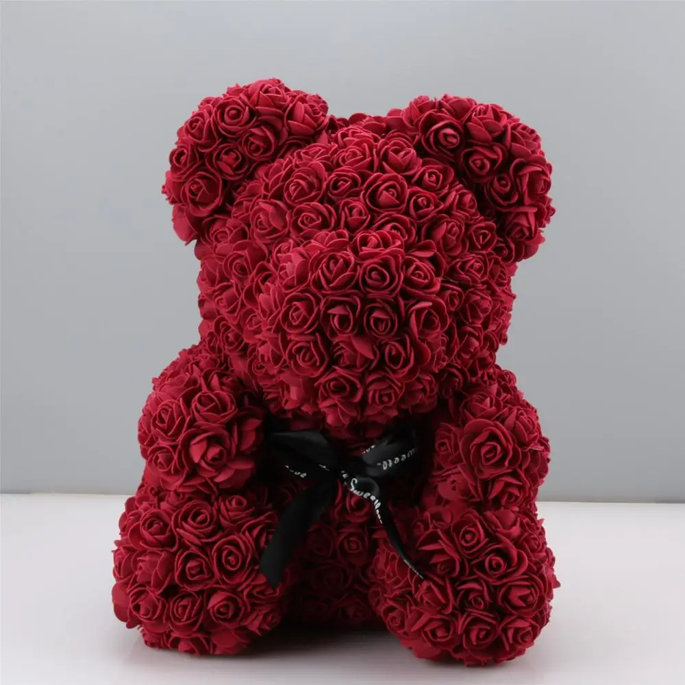 rose red Подарок на день Святого Валентина 25 см Роза плюшевый медведь Роза цветок искусственные украшения День Рождения Вечеринка свадебный Декор подарок подруге - Цвет: rose red