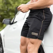 Новые летние мужские тонкие шорты длиной до икры для фитнеса, бодибилдинга, мужские повседневные шорты из дышащей сетки для фитнеса, пляжные тренировочные брюки