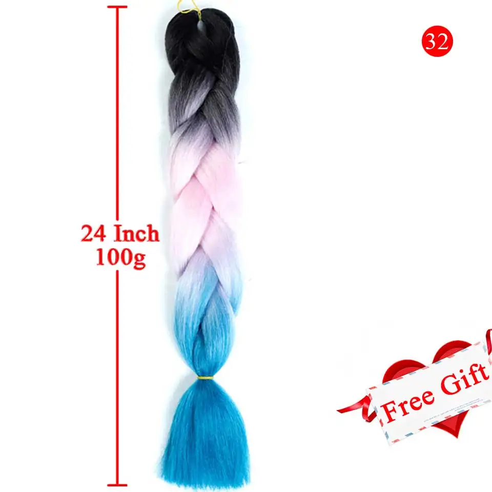 MEIFNA длинные волосы косички черный коричневый цвет Омбре крупное плетение наращивание волос термостойкие синтетические поддельные волосы для плетения - Цвет: BR03-32