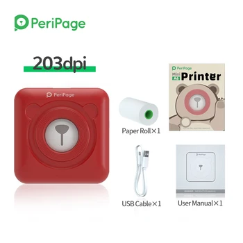 

PeriPage Portable Thermal Bluetooth Printer 203dpi 2" Red Photo Invoice Mini Wireless Printer for Android IOS Mobile Phone