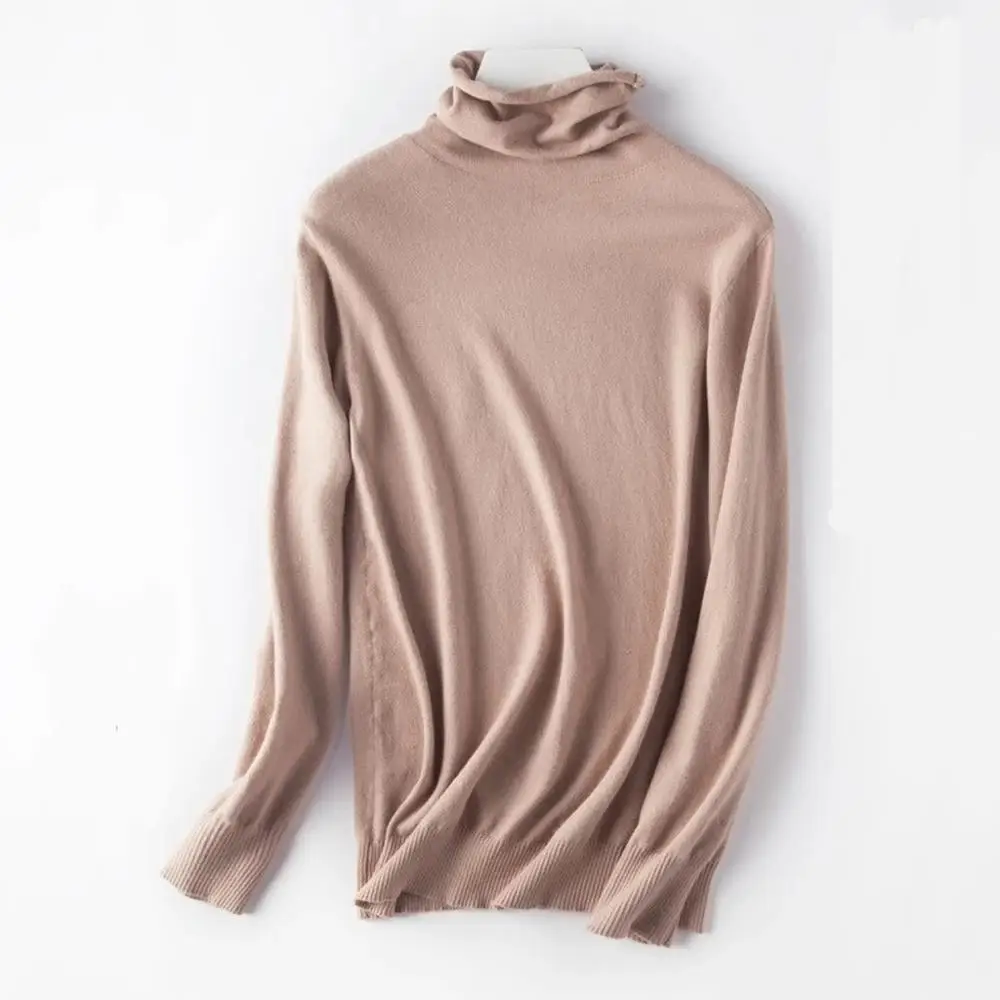 

11 Color Soild Winter Elastic Knit Ladies Sweater Women Cashmere Sweater Turtleneck Women Long Sleeve Jumper Woman Elegant Top