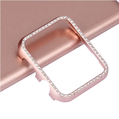 rose pink Чехол-бампер с алмазами для Apple watch чехол для Apple watch 4 44 мм 40 мм металлический защитный чехол iWatch 5 4 3 2 1 42 мм 38 мм аксессуары - Цвет: rose pink
