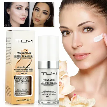 

TLM 30ML Magic Color Changing Liquid Foundation Makeup Base Nude Face Cover Concealer Long Lasting Makeup Skin Tone Foundation
