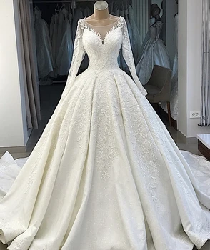 

свадебное платье Wedding Dress 2020 Appliques Long-Sleeves Alluring Scoop Ball-Gown Wedding Dresses Bridal Gowns