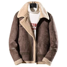 Мужские пальто из искусственного меха винтажные брендовые зимние теплые мужские меховые кожаные куртки 4XL 5XL корейская мода уличная одежда B779