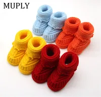 Handmade Newborn Baby Boys Girls Crib Shoes Infant Boys Girls First Walkers Crochet Knit Winter Warm Booties Toddler Warm Shoes 1