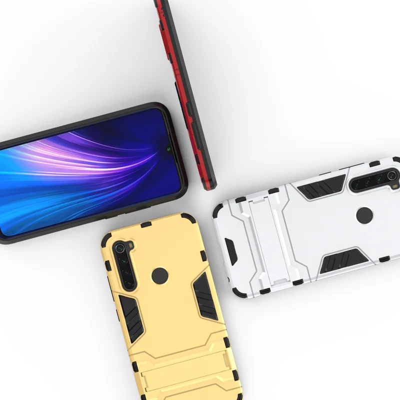 Ударопрочный PC+ силиконовый чехол для Xiaomi Redmi Note 8, задняя крышка для телефона Xiaomi Redmi Note8, защитный чехол с подставкой
